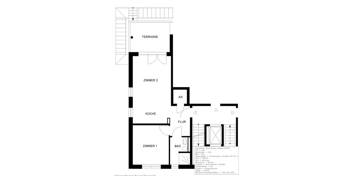Erdgeschoßwohnung Witten Heven - 2.5 Zimmer, 62 m&sup2;, 592&euro; | Angebot:26455641