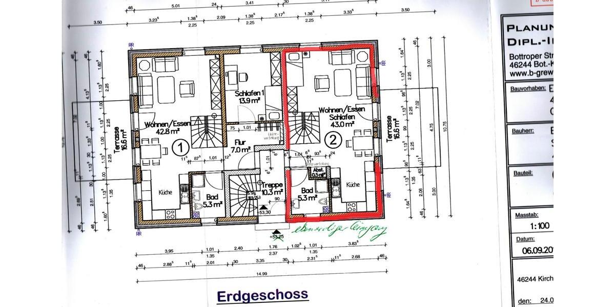 Erdgeschoßwohnung Bottrop Feldhausen - 2 Zimmer, 85 m&sup2;, 815&euro; | Angebot:26453755