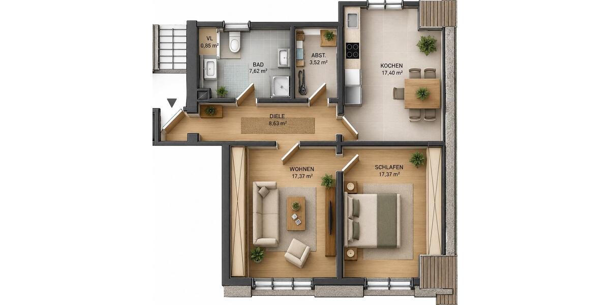 Dachgeschoßwohnung Gelsenkirchen Gelsenkirchen-Mitte - 3.5 Zimmer, 71 m&sup2;, 485&euro; | Angebot:27619587