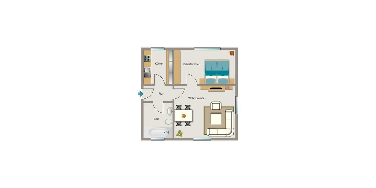 Erdgeschoßwohnung Recklinghausen Berghausen - 2.5 Zimmer, 47 m&sup2;, 386&euro; | Angebot:25050123