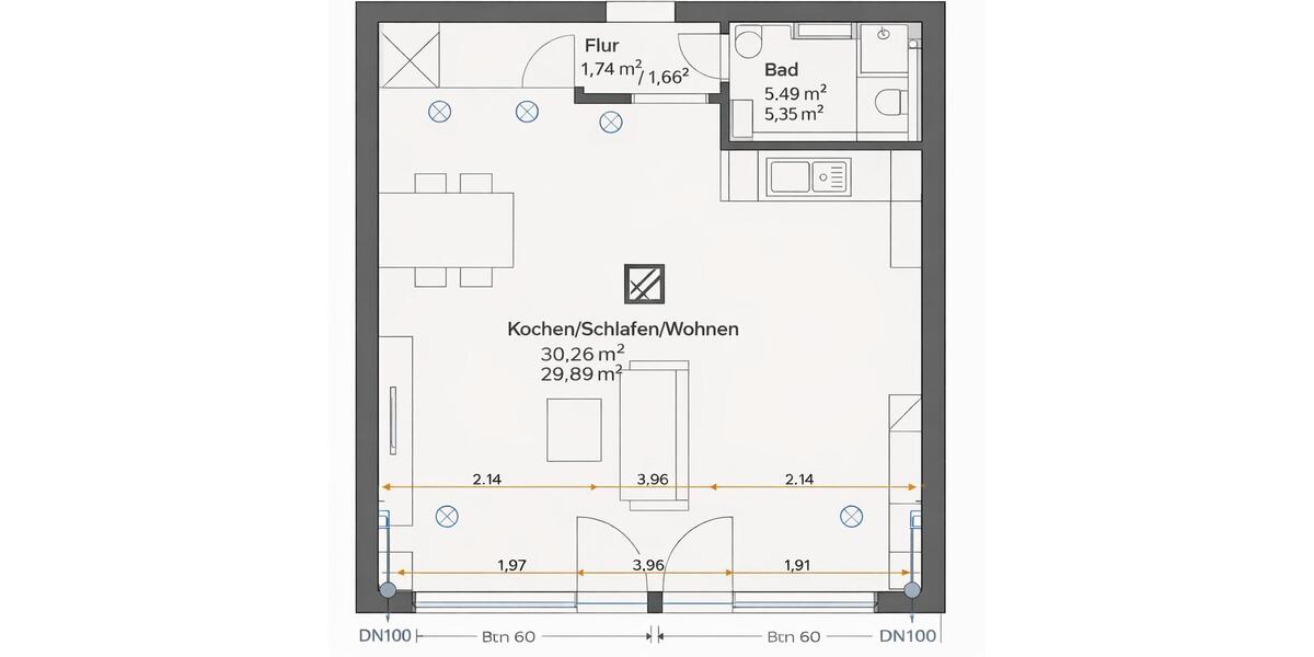 Etagenwohnung Mülheim an der Ruhr - 1 Zimmer, 45 m&sup2;, 675&euro; | Angebot:26462494