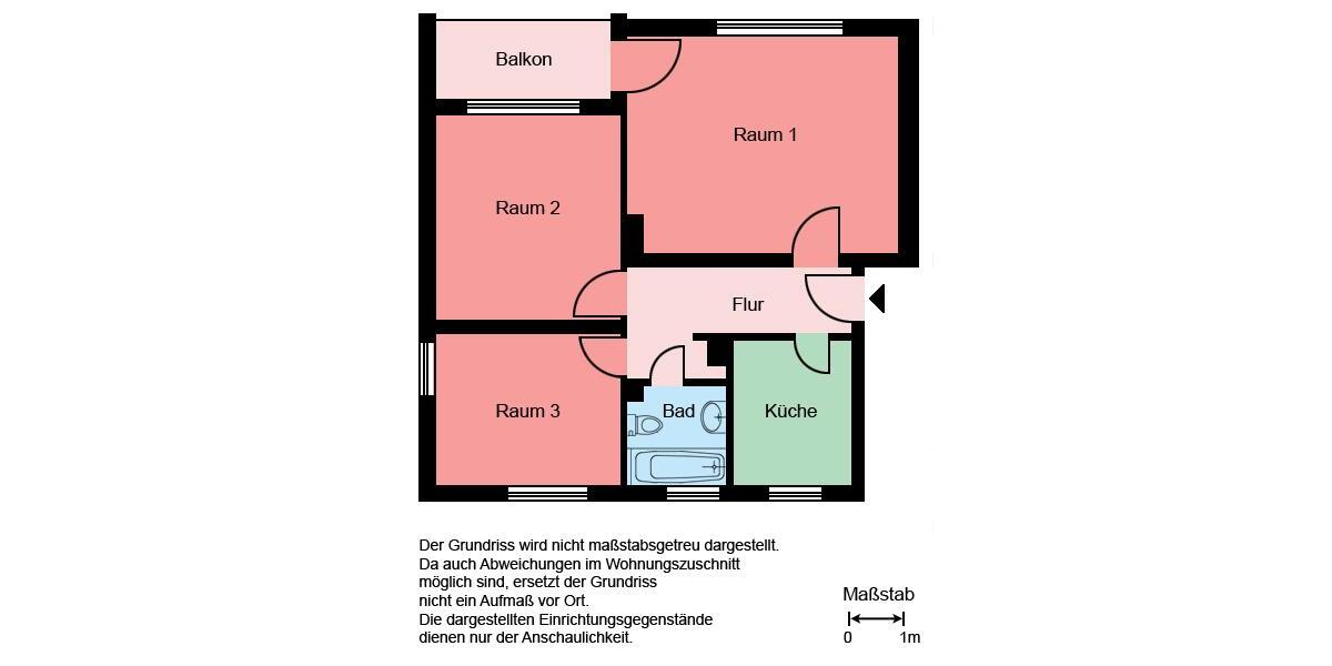 Erdgeschoßwohnung Castrop-Rauxel Deinighausen - 3 Zimmer, 61 m&sup2;, 449&euro; | Angebot:26447341