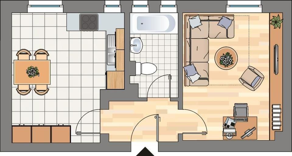 Etagenwohnung Herne Wanne-Bickern - 1 Zimmer, 37 m&sup2;, 319&euro; | Angebot:25929635