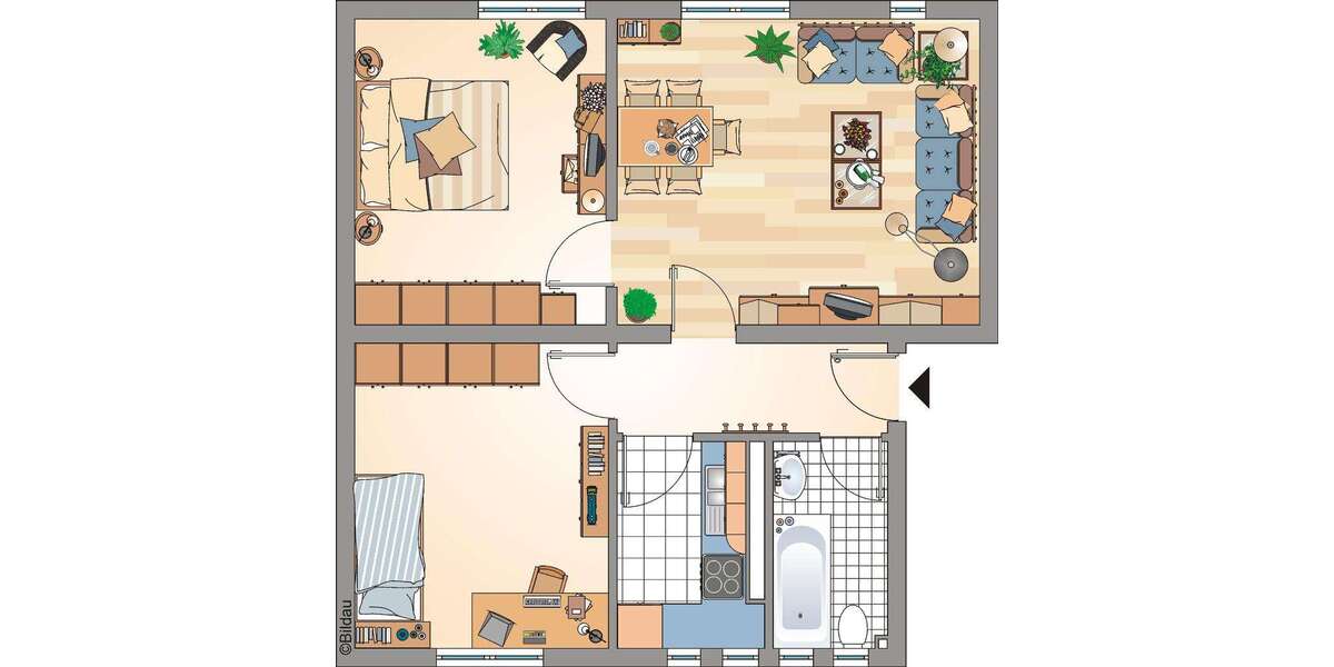 Etagenwohnung Recklinghausen Grullbad - 3.5 Zimmer, 59 m&sup2;, 262&euro; | Angebot:26551423