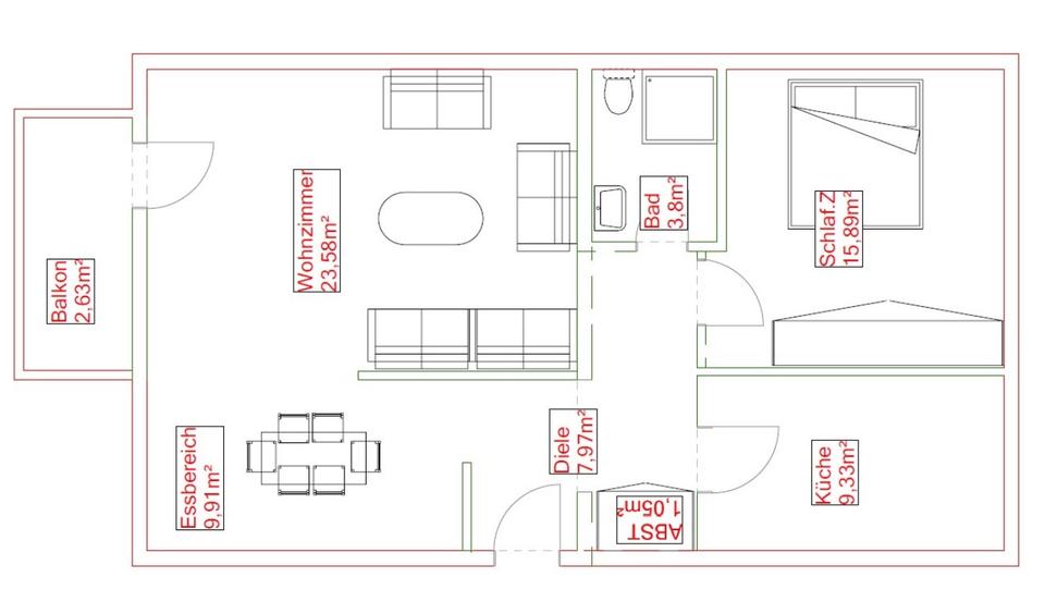 Etagenwohnung Bochum Günnigfeld - 2.5 Zimmer, 74 m&sup2;, 665&euro; | Angebot:26447937
