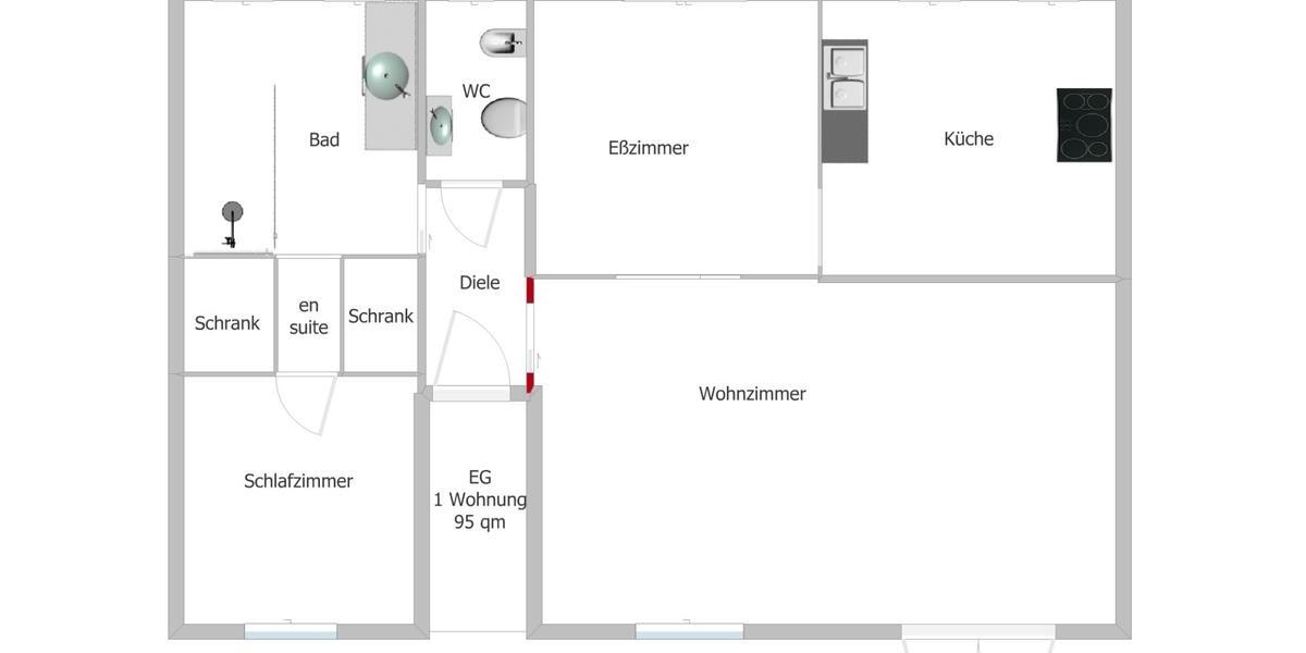 Erdgeschoßwohnung Gelsenkirchen Erle - 3 Zimmer, 90 m&sup2;, 850&euro; | Angebot:27592538