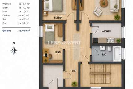 Wohnung Gelsenkirchen Gelsenkirchen-Mitte - 3 Zimmer, 67 m&sup2;, 79.500&euro; | Angebot:26512993