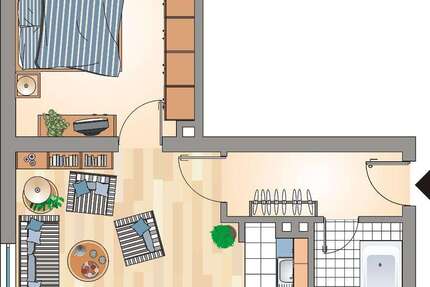 Wohnung Recklinghausen Grullbad - 2.5 Zimmer, 51 m&sup2;, 210&euro; | Angebot:26551328