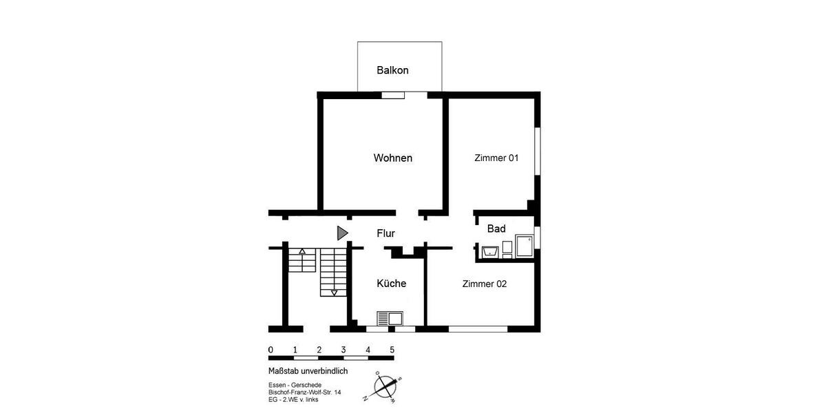 Etagenwohnung Essen Stadtbezirk IV - 3 Zimmer, 71 m&sup2;, 765&euro; | Angebot:26455650