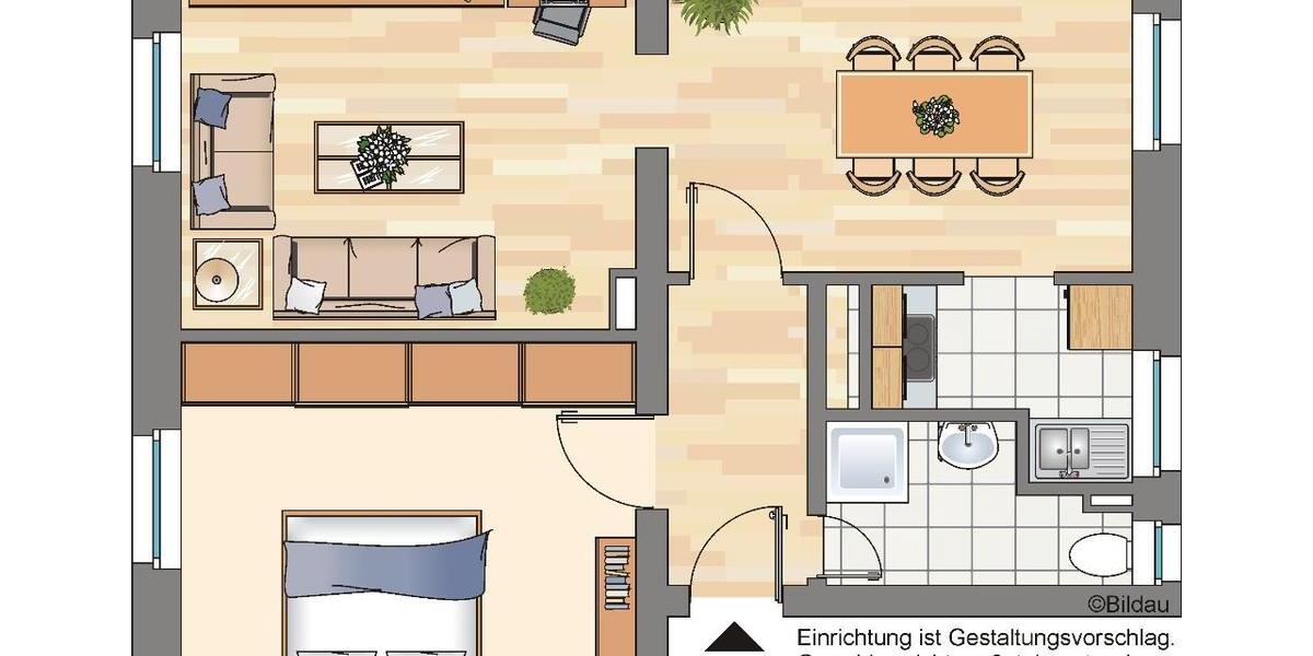 Etagenwohnung Gelsenkirchen Buer - 2 Zimmer, 54 m&sup2;, 419&euro; | Angebot:26302221