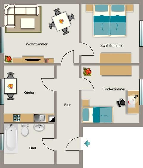 Etagenwohnung Marl Alt-Marl - 3.5 Zimmer, 55 m&sup2;, 450&euro; | Angebot:26474906