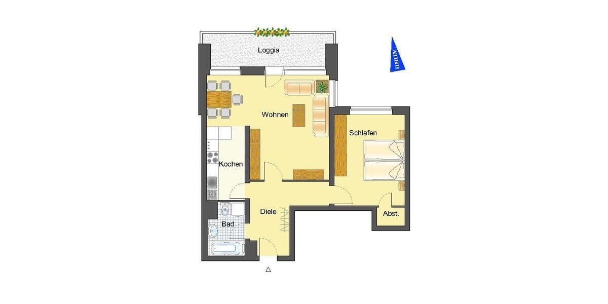 Erdgeschoßwohnung Essen Stadtbezirk VII - 2 Zimmer, 65 m&sup2;, 388&euro; | Angebot:26423986