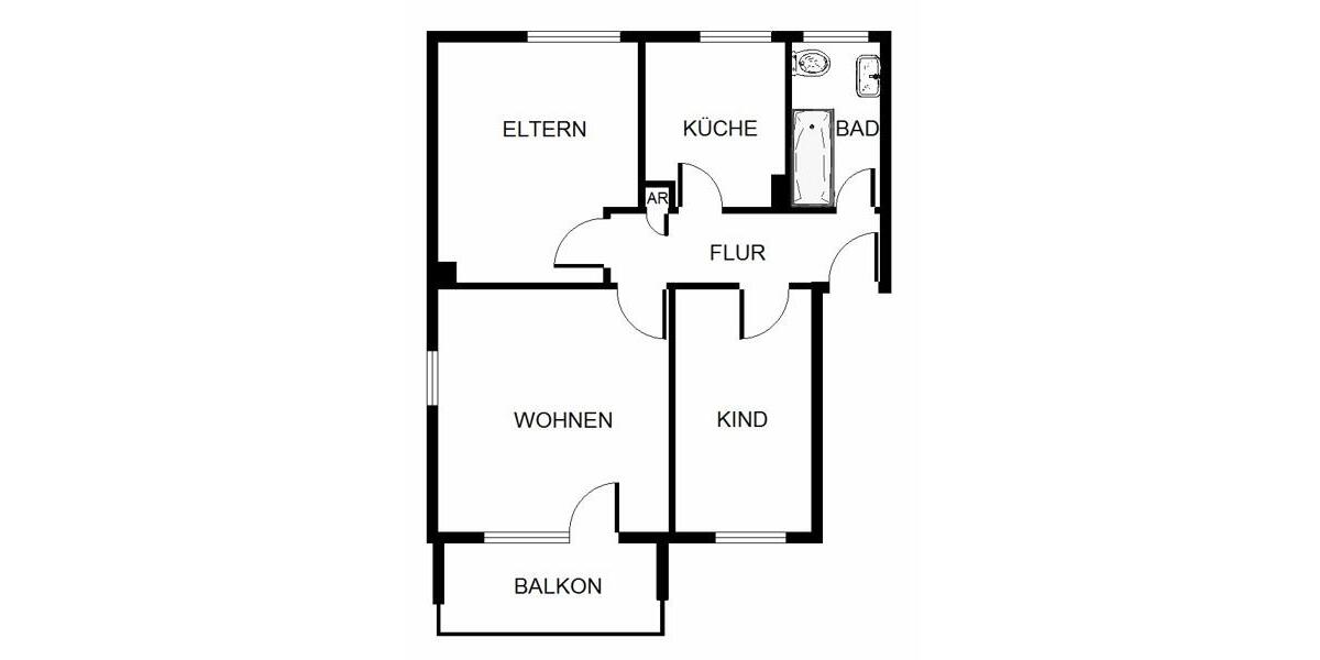 Erdgeschoßwohnung Bochum Bochum-Südwest - 3 Zimmer, 59 m&sup2;, 601&euro; | Angebot:26450995