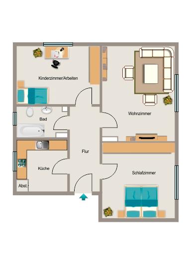 Etagenwohnung Oer-Erkenschwick Erkenschwick - 3.5 Zimmer, 46 m&sup2;, 302&euro; | Angebot:26418633