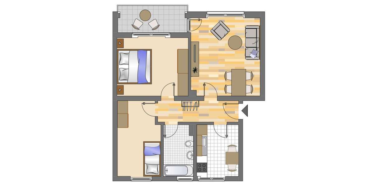 Etagenwohnung Gelsenkirchen Hassel - 3 Zimmer, 63 m&sup2;, 439&euro; | Angebot:27723069