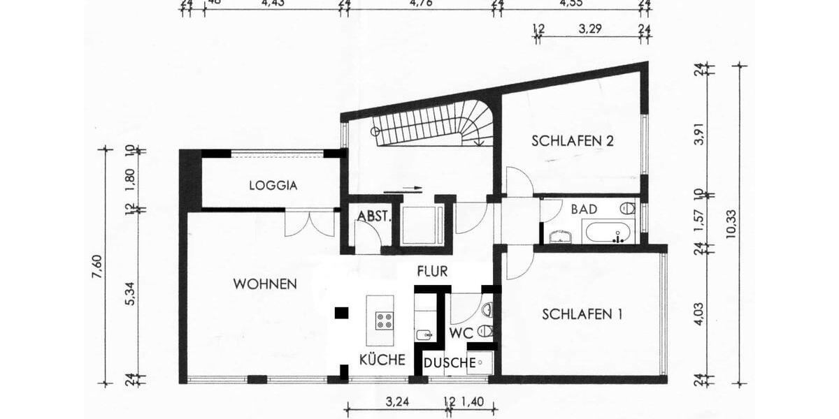 Etagenwohnung Essen Stadtbezirk II - 3 Zimmer, 101 m&sup2;, 1.200&euro; | Angebot:26456087