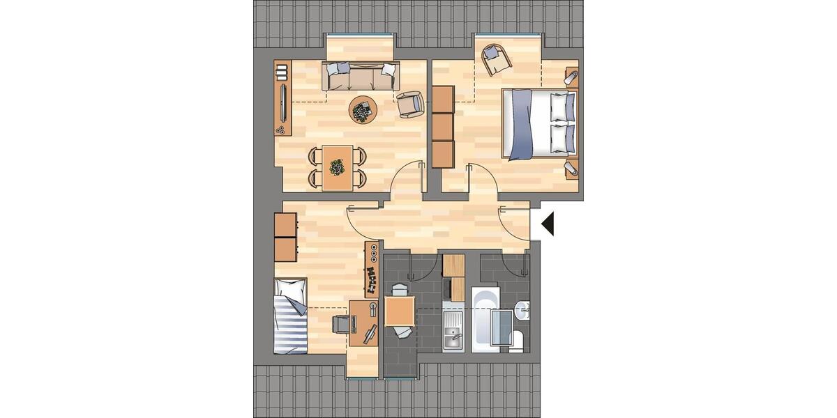 Dachgeschoßwohnung Oberhausen Alt-Oberhausen - 3 Zimmer, 55 m&sup2;, 489&euro; | Angebot:26463910