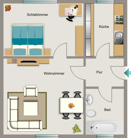 Erdgeschoßwohnung Recklinghausen Berghausen - 2.5 Zimmer, 45 m&sup2;, 395&euro; | Angebot:26139267