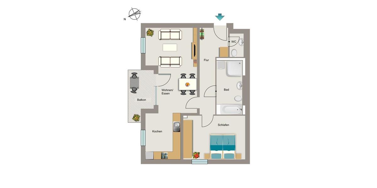 Etagenwohnung Bochum Wiemelhausen - 2 Zimmer, 76 m&sup2;, 1.026&euro; | Angebot:26433785