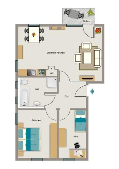 Etagenwohnung Bottrop Batenbrock - 3.5 Zimmer, 79 m&sup2;, 709&euro; | Angebot:26227970